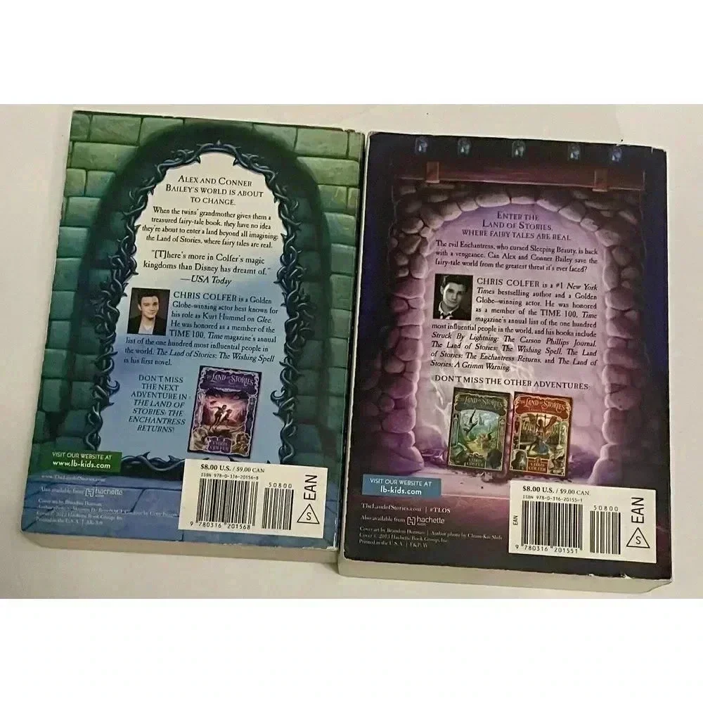 2 Book Lot The Land Of Stories Chris Colfer Wishing Spell &‎ Enchantress Returns